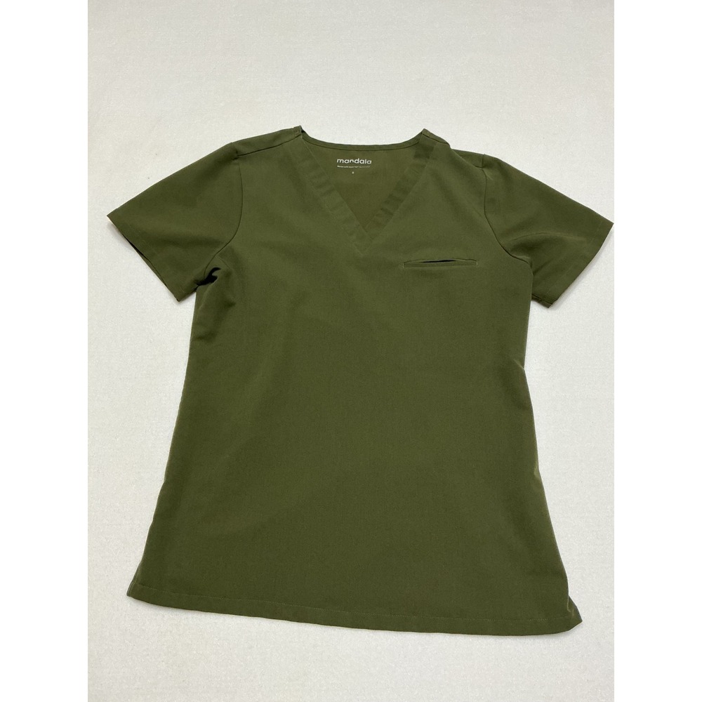 Mandala Scrubs Women Small 3 Piece Set Joggers V-Neck Top Zip Jacket Olive Green